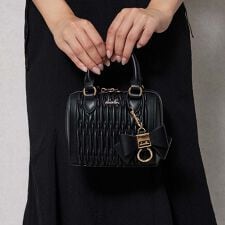 ダズリン(DazzliN')の【dazzlin/ダズリン】リボンチャーム付 ギャザーシャーリングミニボストンバッグ