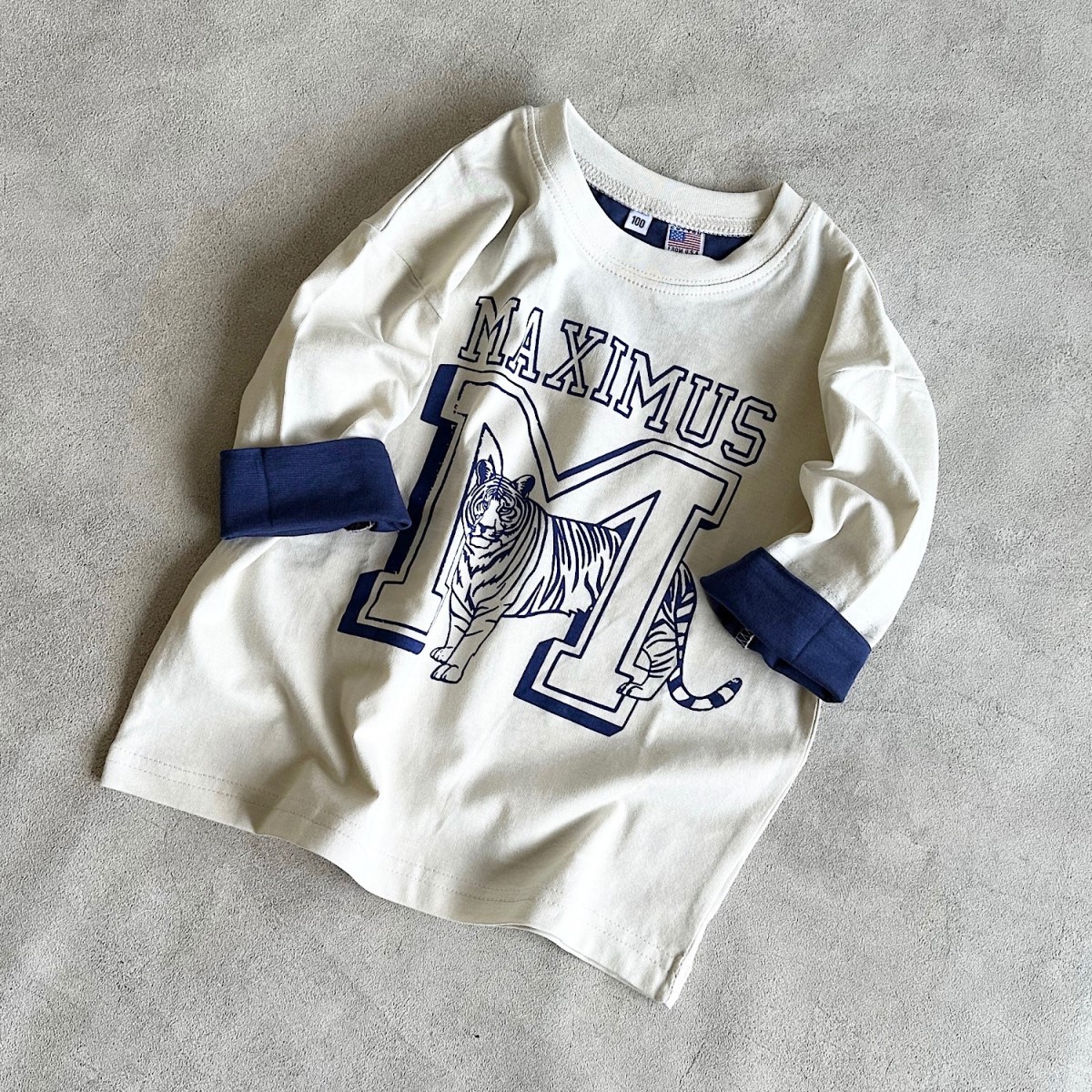 COTTON from U.S.A】ロールアップ7分袖Tシャツ(80～150cm