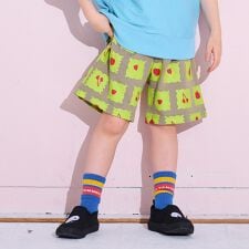 総柄ミニ裏毛ワイドタックハーフパンツ