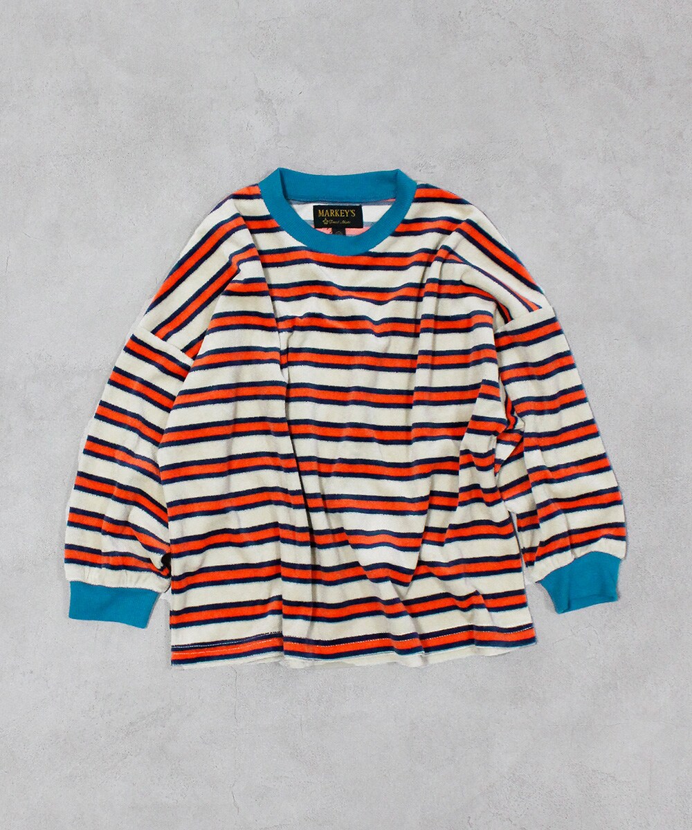 先染めボーダーベロアカットソー