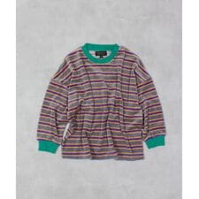 先染めボーダーベロアカットソー