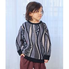 ３Ｄレトロクルーネックニット