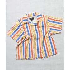 パイルマルチストライプ半袖シャツ/セットアップ可