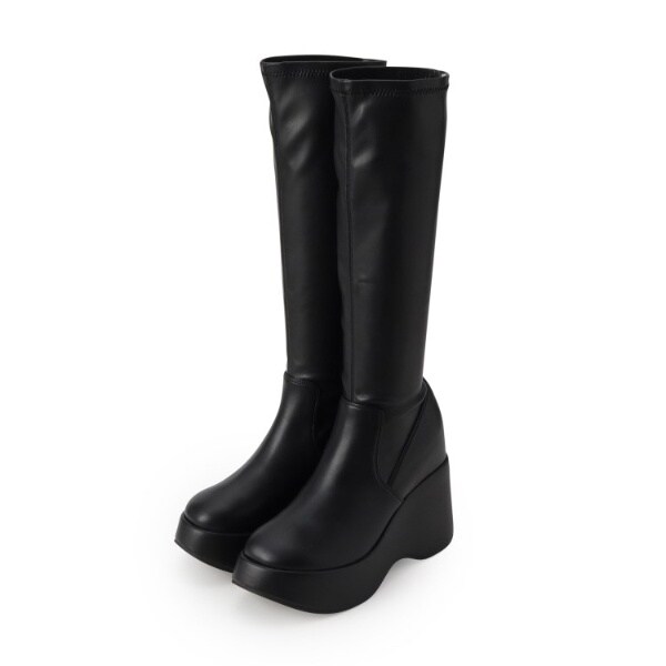 Hina Day Green ロングブーツ スクエアトゥレザーロングブーツ | ヒナ デイ グリーン(Hina Day