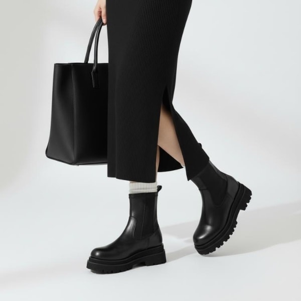 アーモンドトゥレースアップ厚底ショートブーツ | エスペランサ