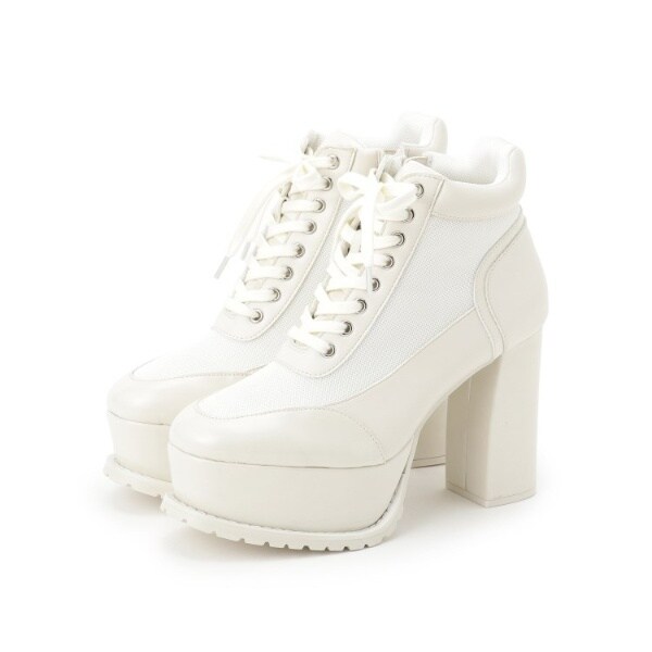 【ラク盛り／ショートブーツ】リピーター続出／脚長美脚　厚底メッシュスポーティーショートブーツ