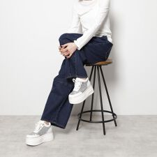 ゴールドライン厚底フラットスニーカー