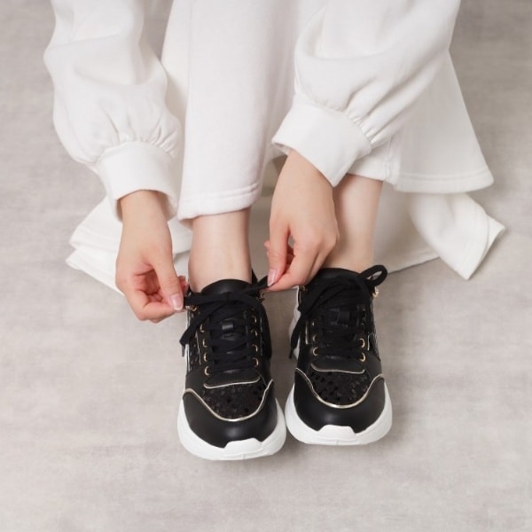 グリッター×ツイード ラインストーンスニーカー