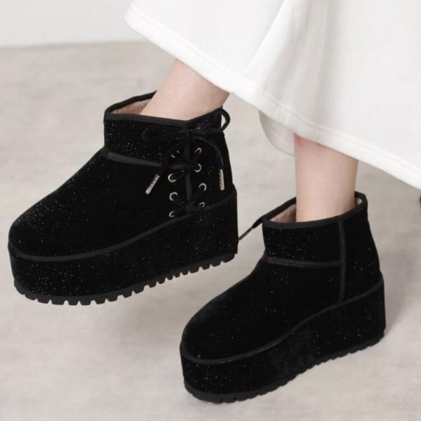 エスペランサ（ESPERANZA）/厚底レースアップリボンフェイクムートンブーツ 厚底レースアップリボンフェイクムートンブーツ | エスペランサ