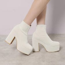 【ラク盛り／ショートブーツ】春まで履ける！！リピーター続出／脚長美脚 厚底ショートブーツ 26SS