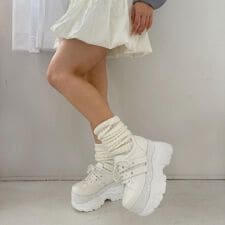 ラインストーンスタッズ厚底スニーカー