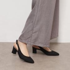 シフォンリボン付きバックストラップパンプス