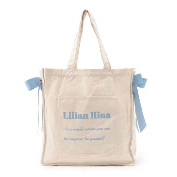 LYN ラージ トートバッグ シンプルロゴ リボン ソリッドカラー