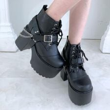 ベルト取り外し可厚底ベルト付きブーツ