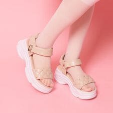 キルティング 面ファスナーストラップサンダル