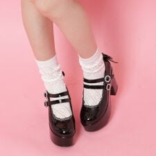 厚底バックリボンパンプス