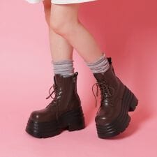 厚底レースアップ