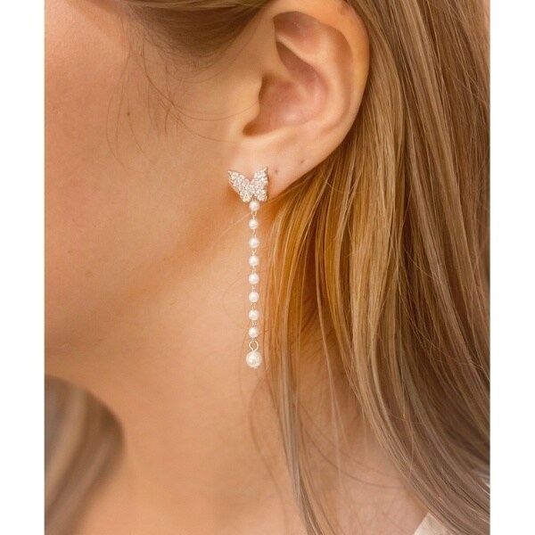 蝶々×フェイクパール2WAYピアス | グランドエッジ(Grandedge) | マルイ