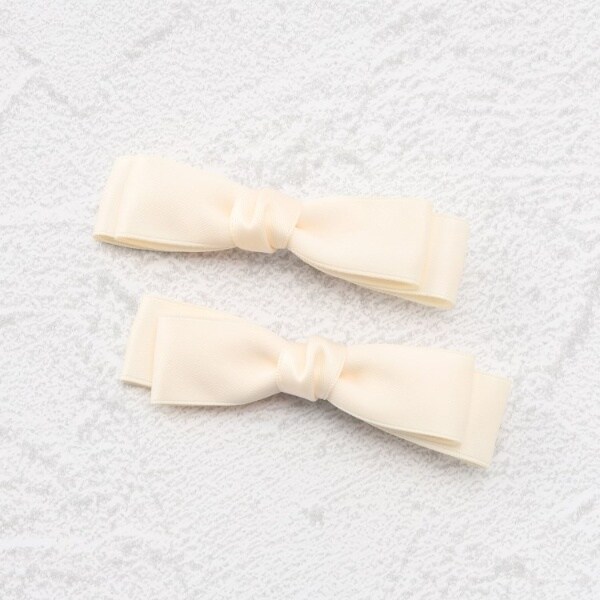 2まで　●ヘアリボン　専用 ヘアクリップ ダブル リボン ベーシックカラー 無地 2個セット