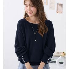 アロッタ(alotta)のパール調ボタン付ミラノリブニット