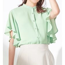 アロッタ(alotta)の楊柳シフォンバンドカラーブラウス