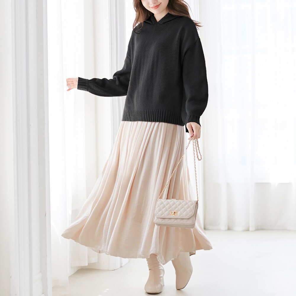 2点セット】ニットパーカー＆サテンスカートセット | アロッタ(alotta