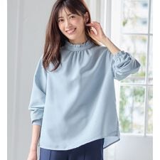 フリル衿ギャザーブラウス