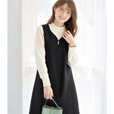 【レギュラー丈】パール付ジャンパースカート