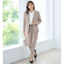 【２点セット】洗える！多機能ノーカラージャケットスーツ