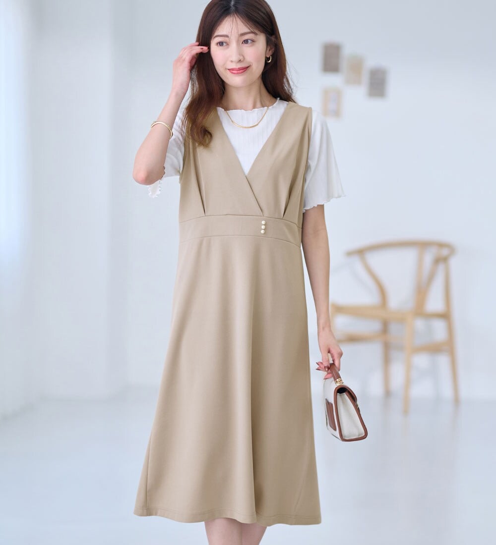 【４つの機能付】上品カシュクールジャンパースカート