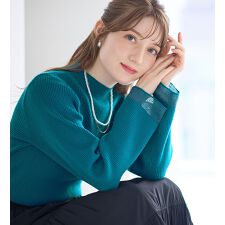 パチパチしにくい！洗える袖シアー切替ニットプルオーバー