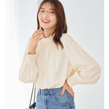 ボリューム袖上品とろみブラウス