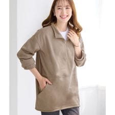 【毛玉になりにくい】柔らか裏起毛ハーフジップチュニック