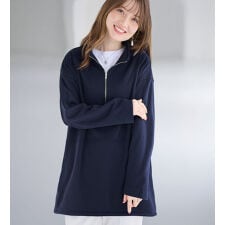 【毛玉になりにくい】柔らか裏起毛ハーフジップチュニック