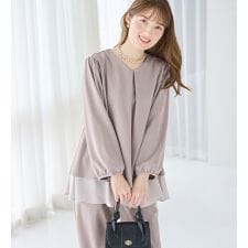 【２点セット】洗えるシフォンレイヤードセットアップ