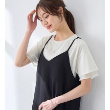 【レギュラー丈】袖口シフォントップス／チュニック