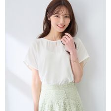 【イージーケア】パール調ボタンデザインブラウス