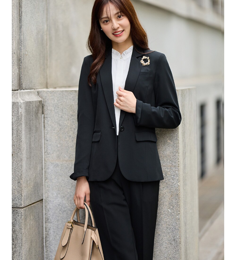 日本製★reflect★WOMENS★フォーマルツイードスーツ★ M ★ブラック Reflect（リフレクト） ジャケット ノーカラージャケット 「フォーマル