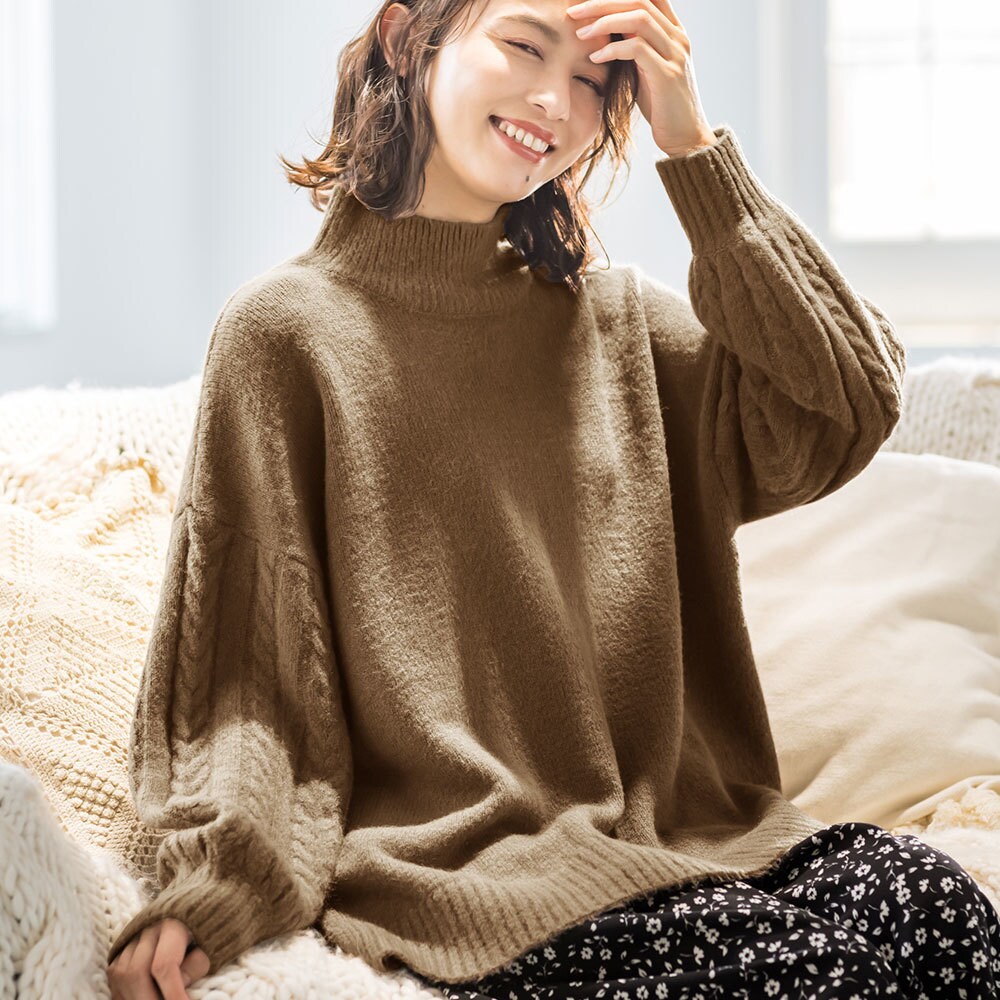 シップス柔らかカシミヤブレンドきれい色ゆったり長め丈タートルハイネックニット♪ シップス柔らかカシミヤブレンドきれい色ゆったり長め丈タートル