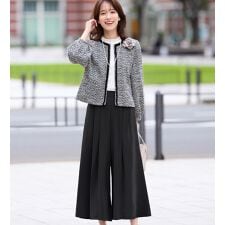 【４点セット】入学式卒業式に！ふんわりパフ袖カットジャケットセットスーツ＜Ｍ～５Ｌ＞