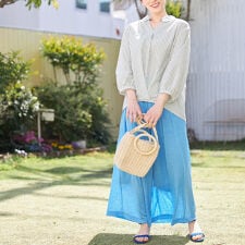 衿付き裾タックスキッパーブラウス