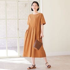 ゆるっとタック切替デザインワンピース