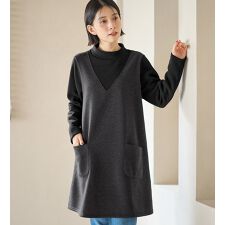 重ね着風あったか裏起毛チュニックワンピース