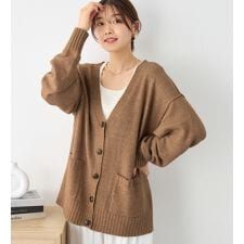 洗えるもちもち　ミドル丈ニットカーデ