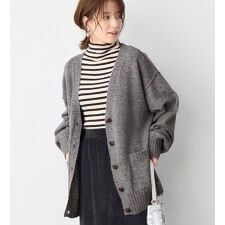 洗えるもちもち　ミドル丈ニットカーデ