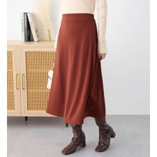 【ミドル丈】なめらかポンチフレアスカート