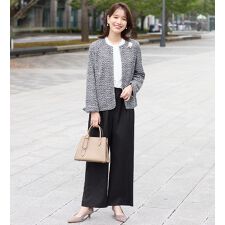 【選べるボトムス】２点セット洗える！ツイードセットアップスーツ