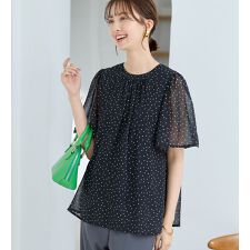 【毎日着たい】カットソー裏地付ギャザーデザインブラウス