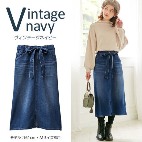 楽ちんきれいリボン付デニムスカート ヴィオラエヴィオラ Viola E Viola ファッション通販 マルイウェブチャネル