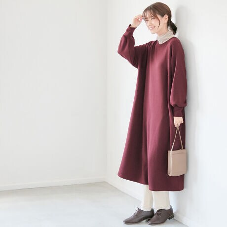 あったか裏起毛ゆるワンピース